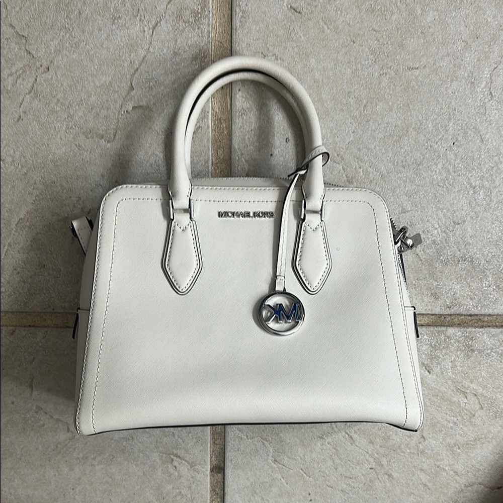 Michael Kors White Satchel Structured Leather